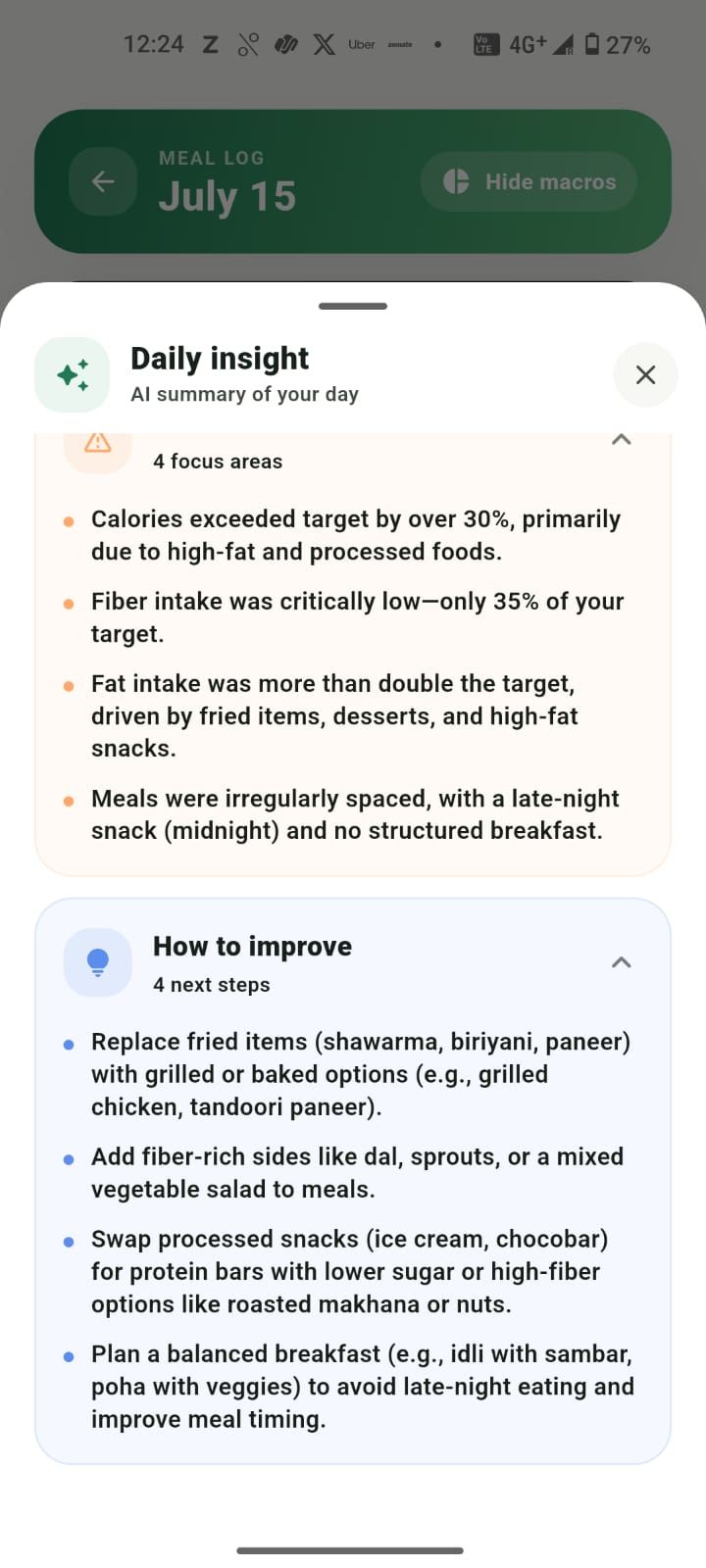 Daily insight with practical next steps to improve