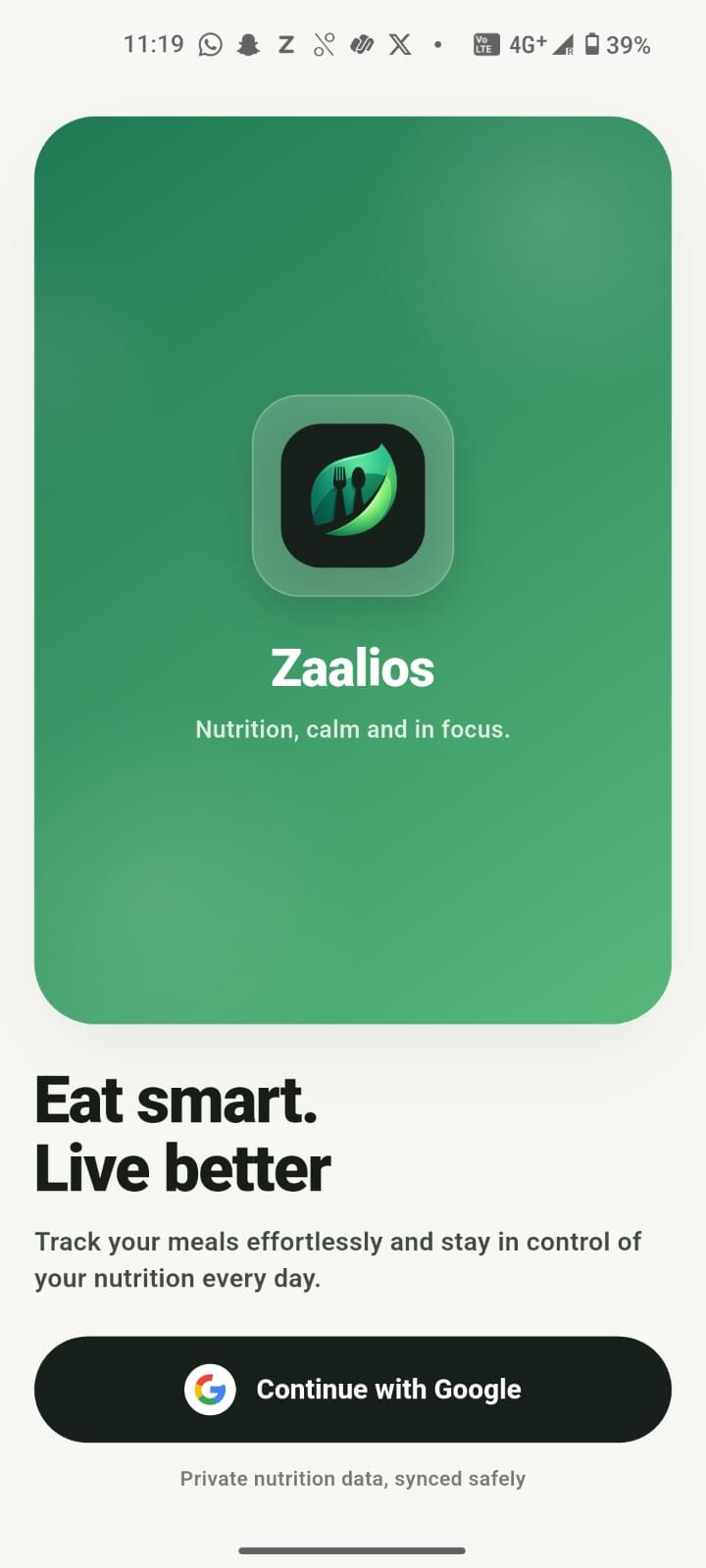 Zaalios onboarding screen collecting profile details to calculate goals
