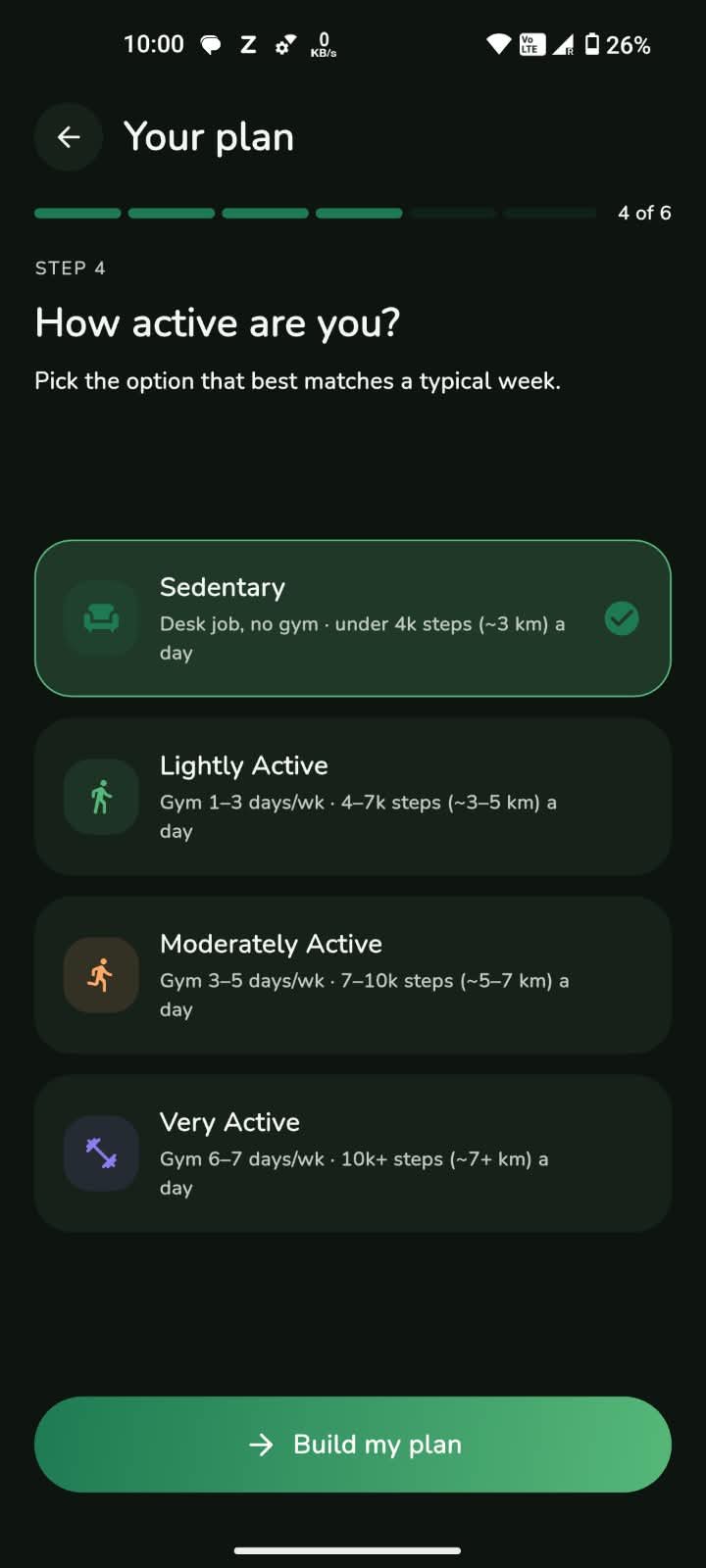 Choosing your activity level