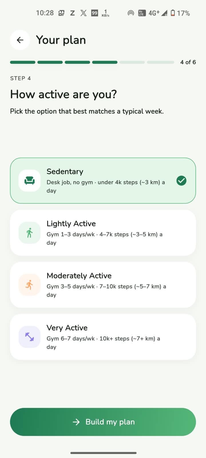 Choosing your activity level