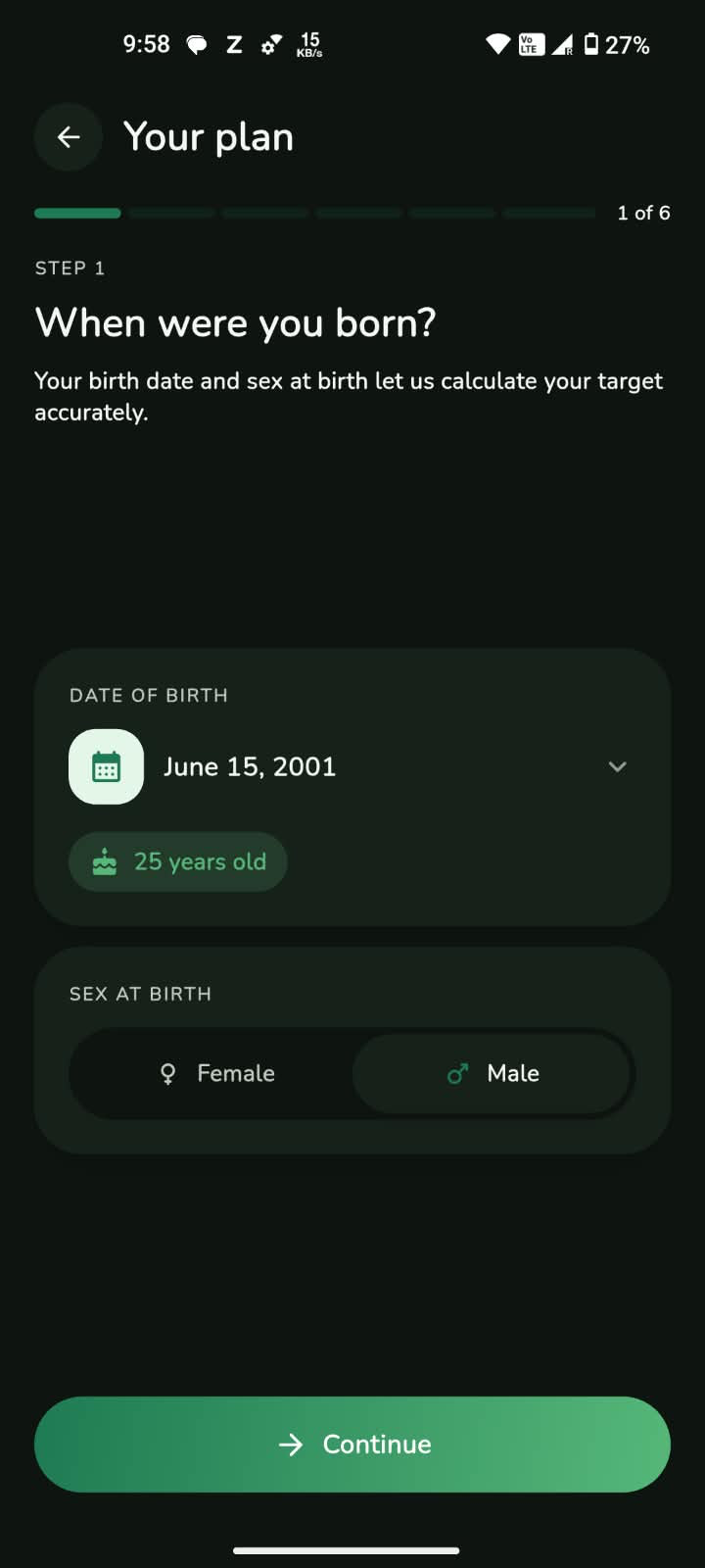Entering your date of birth