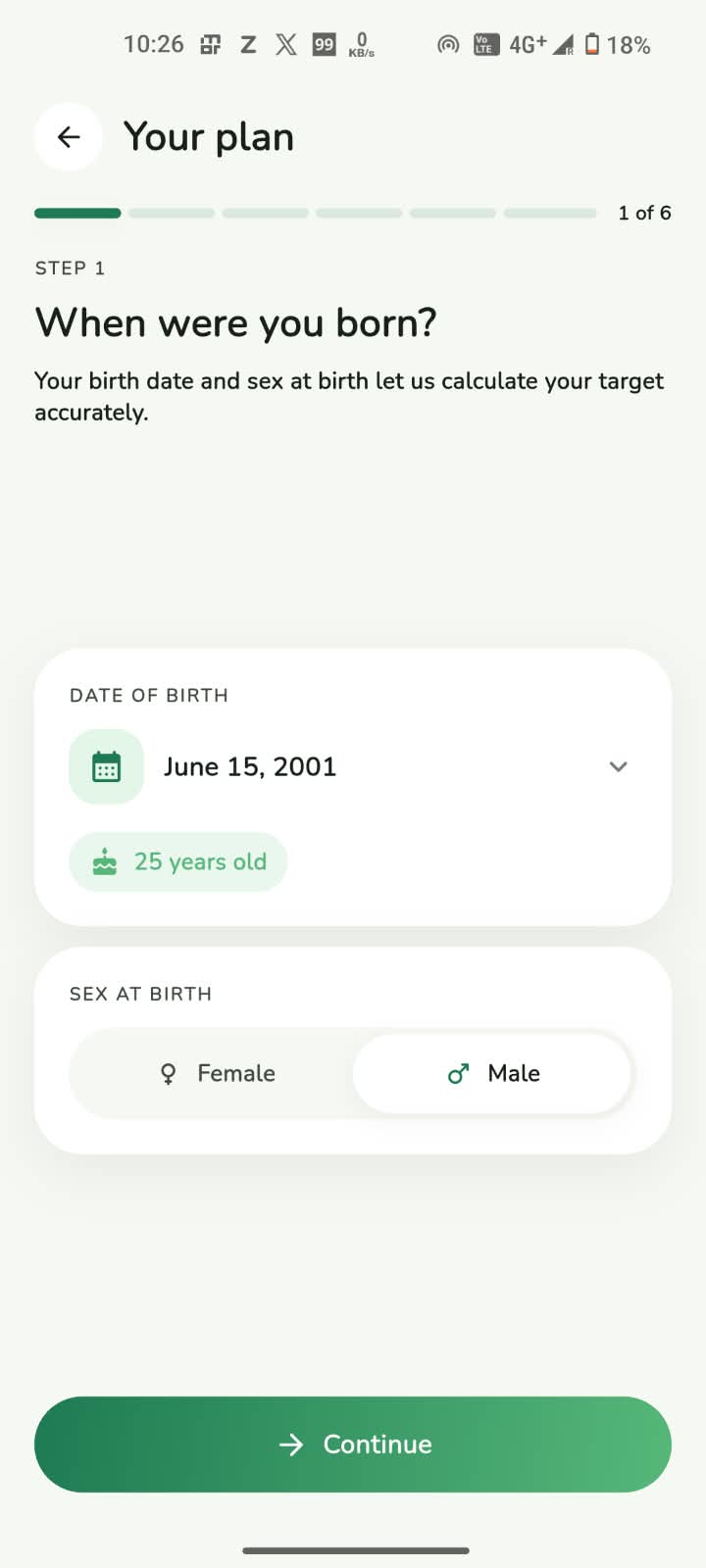 Entering your date of birth