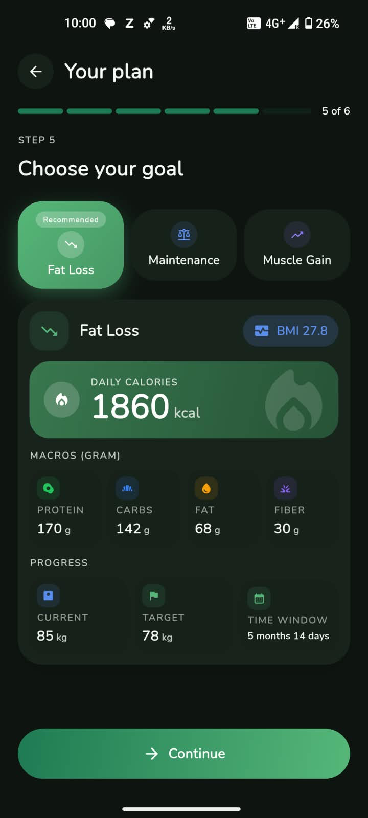 Choosing a fat loss goal