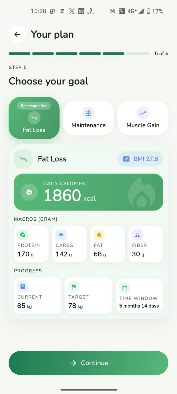 Choosing a fat loss goal